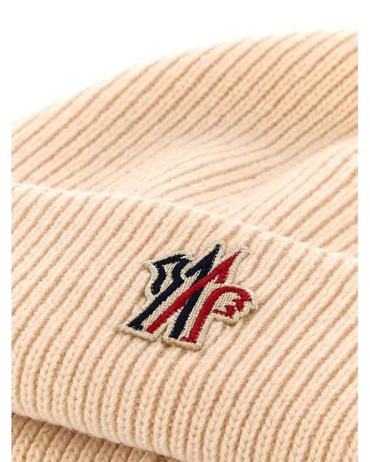 Moncler Natural Logo-Patch Beanie Hat