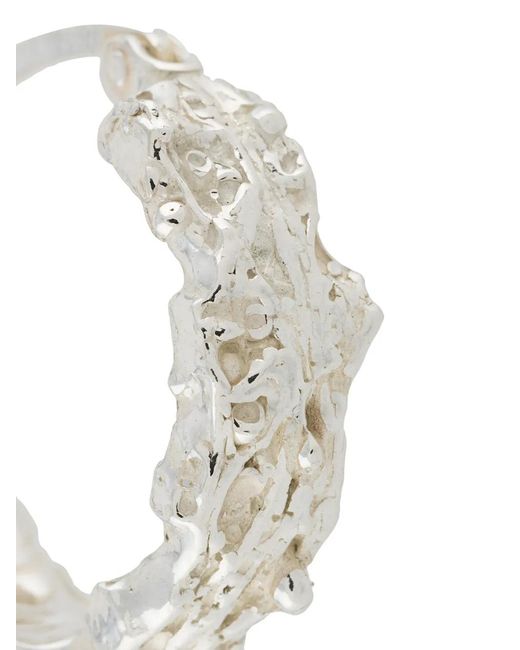 Loveness Lee White Small Rebutia Hoop Earrings