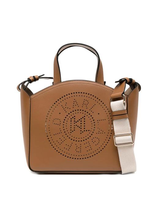 Karl Lagerfeld Brown Logo-Perforated Tote Bag