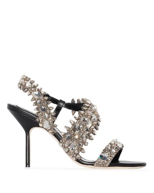 Alexander McQueen 105mm Crystal-embellished Sandals in Silver (Metallic ...
