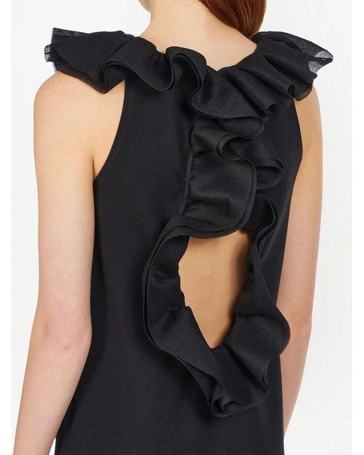 Ferragamo Black Ruffled-Neck Sleeveless Dress