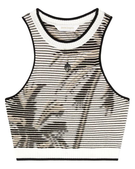 Palm Angels Black Palms-Jacquard Crop Top