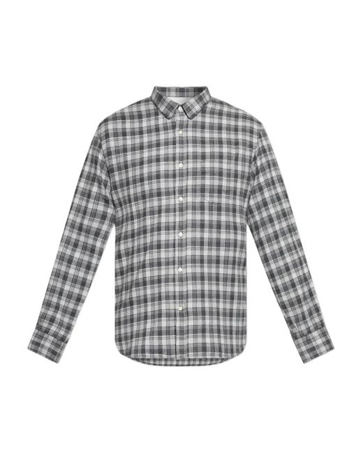 Officine Generale Gray Checked Pocket Shirt for men