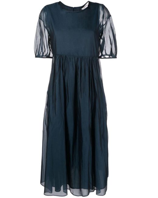 Max Mara Blue Round-neck Midi Dress