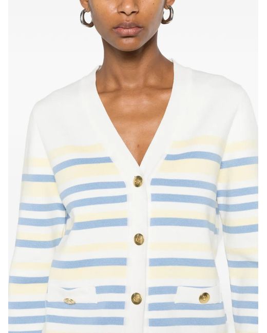 Gant White Striped Button-Up Cardigan