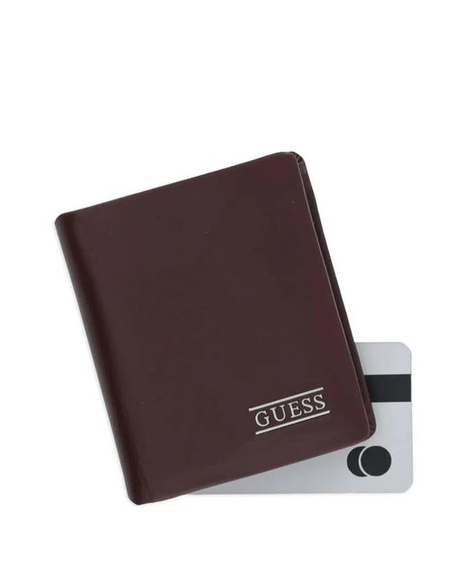 Guess Purple New Boston Logo-Plaque Bifold Leather Wallet for men