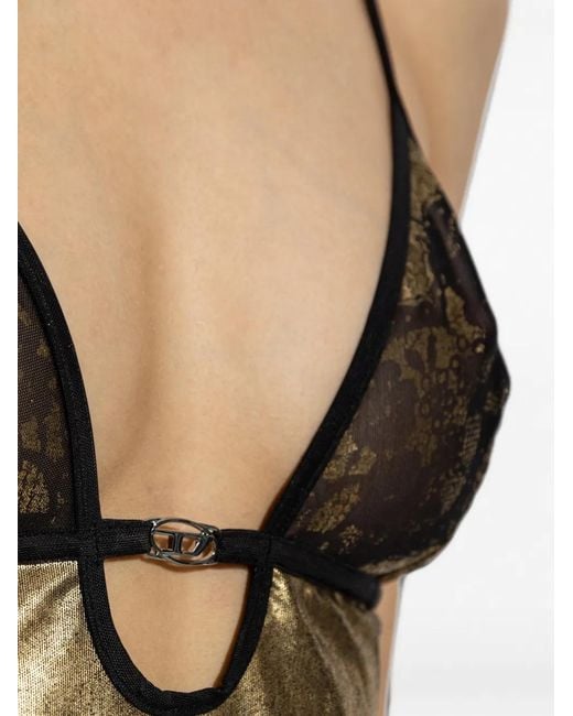 DIESEL Black Mirea-Gft Metallic-Effect Bodysuit