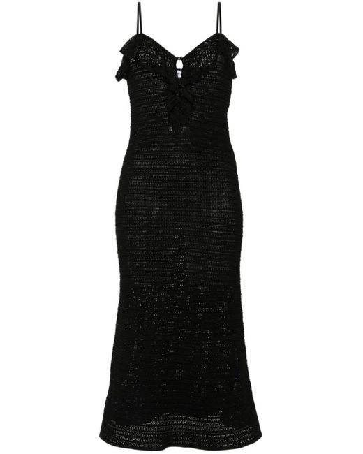 Self-Portrait Black Crochet Midi Dress