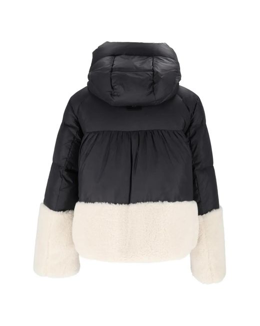 DUNO Black Contrast-Panel Padded Jacket