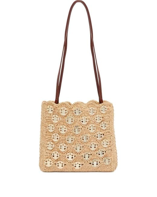 Rabanne Natural Scalloped Appliqué Shoulder Bag