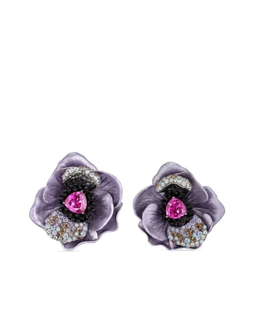 Anabela Chan Purple 18Kt Bloom Multi-Sone Earrings