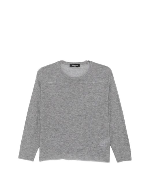 Fabiana Filippi Gray Sequin-Embellished Wool-Blend Sweater