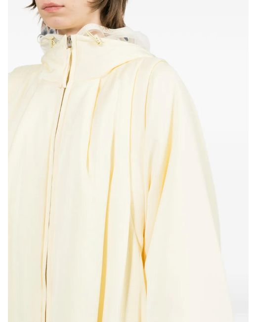 Enfold White Hooded Balloon-Sleeve Coat