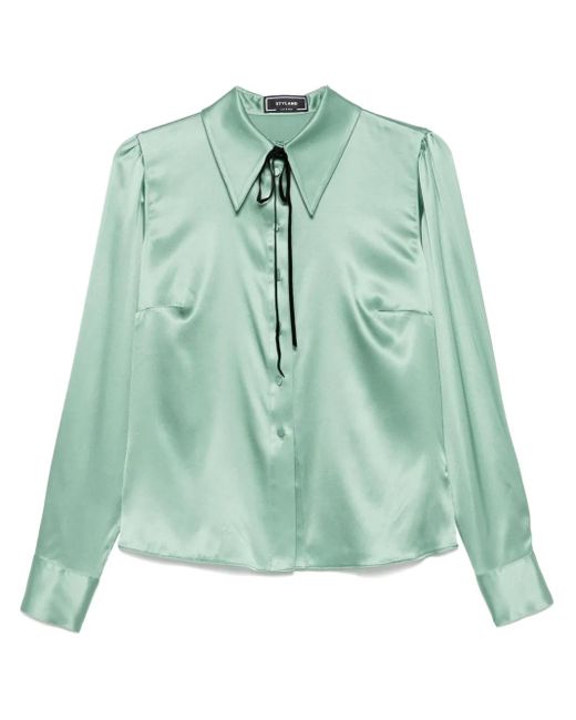 Styland サテンシャツ Green