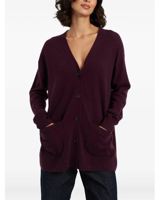 Chinti & Parker Purple Basics Button-Up Patch-Pocket Cardigan