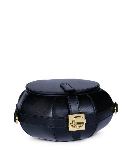 Coccinelle Blue Sewing Box Leather Clutch Bag