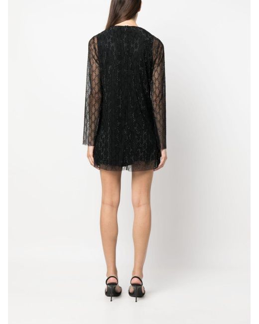 Gucci Mini-jurk Verfraaid Met Kristallen in het Black