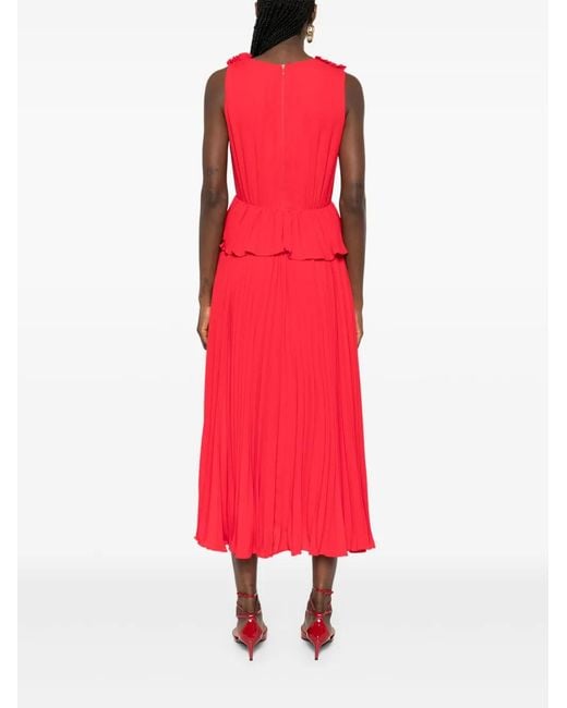 Nissa Red Floral-Appliqué Maxi Dress