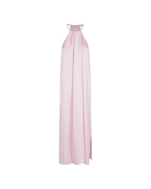 Isabelle Blanche Pink Beaded Halter-Neck Maxi Dress