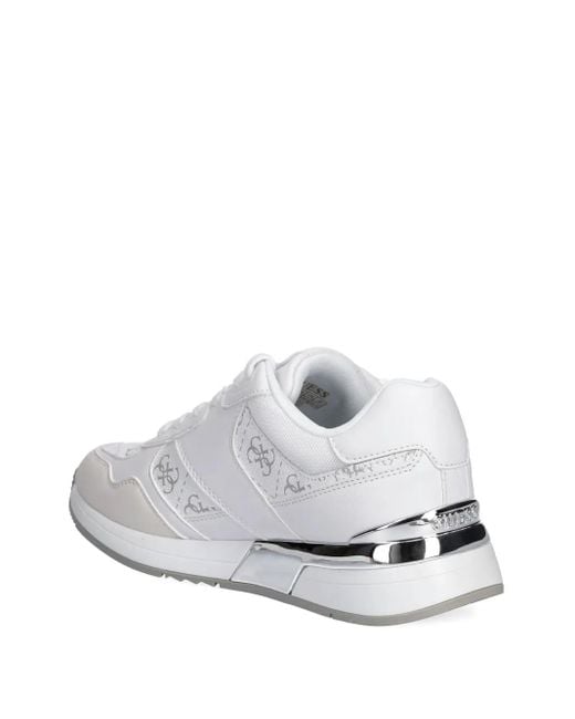 Guess White Mickay 4G Logo-Print Low-Top Sneakers
