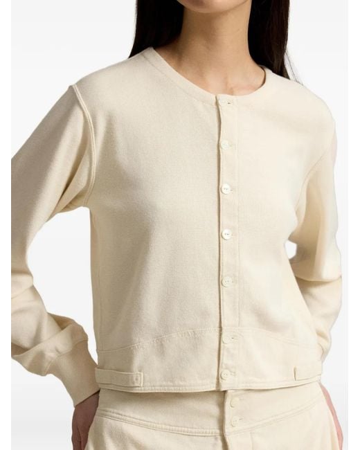 Polo Ralph Lauren White Ribbed-Trim Button-Up Cardigan