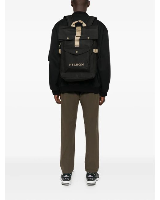 Filson Black Scout Roll-Top Buckle Backpack