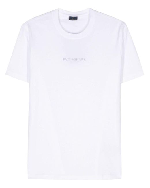 T-shirt en coton à logo imprimé Paul & Shark pour homme en coloris White