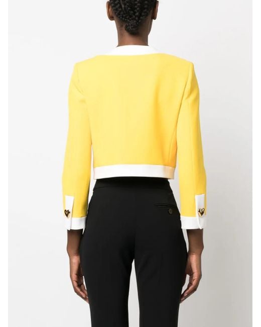 Moschino Metallic Crop Jacket With Applique