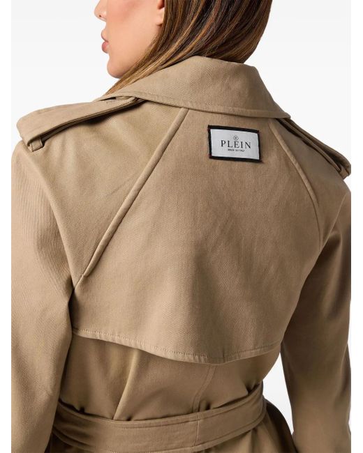 Philipp Plein Natural Long Trench Coat Monogram