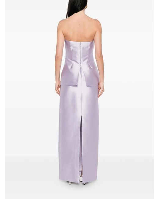 Solace London White Lucille Strapless Layered Maxi Dress