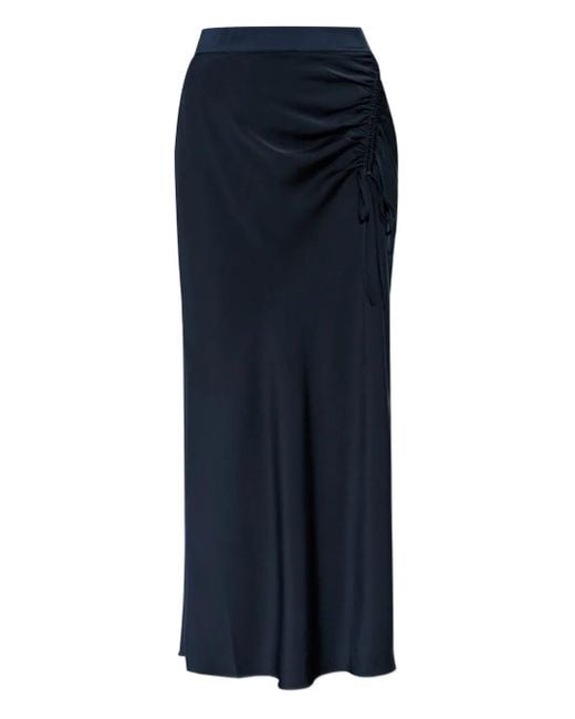AllSaints Blue Drawstring Bias-Cut Skirt