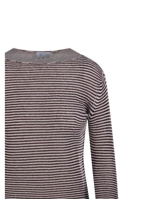 Be You Brown Striped Sweater