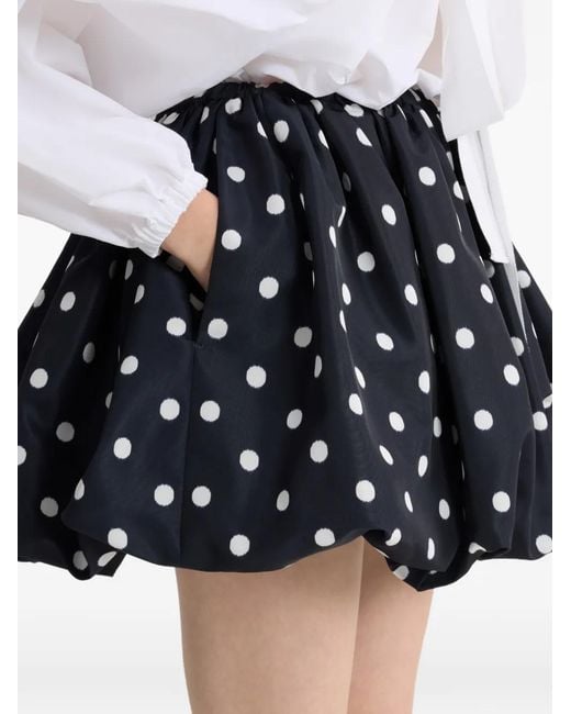 Patou Black Elasticated-Waist Polka-Dot Mini A-Line Skirt