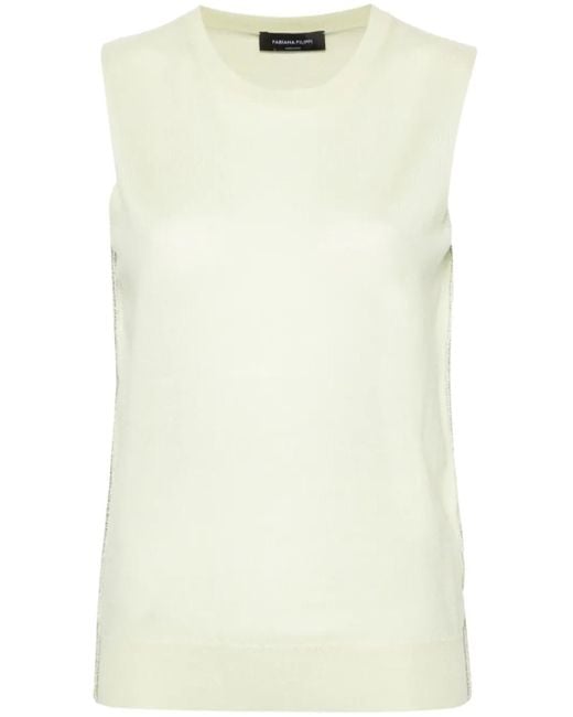 Fabiana Filippi Natural Sleeveless Knitted Top