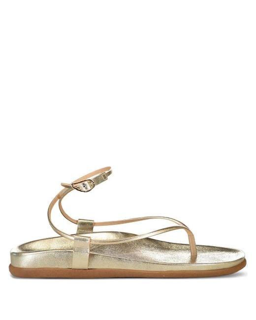 Ancient Greek Sandals White Polistra Buckled Flat Sandals