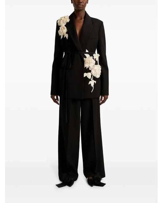 Erdem Black Straight-Leg Trousers