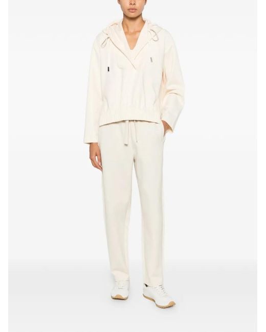 Psophia White Drawstring Elasticated-Waist Track Pants