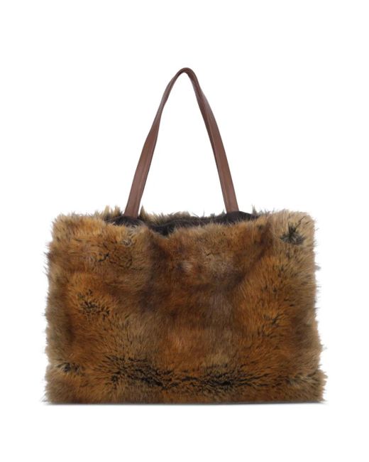 Niccolò Pasqualetti Brown Faux-Fur Tote Bag