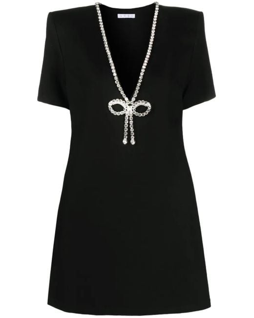 Area ビジュートリム Vネックミニドレス Black