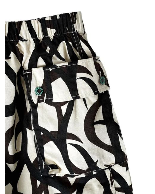 Brain Dead Black Shorts mit abstraktem Print