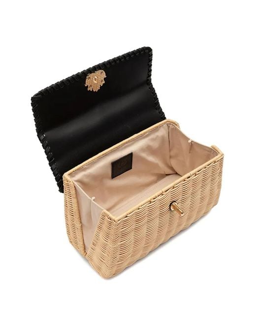 Isla Black Selene Woven Top-Handle Shoulder Bag