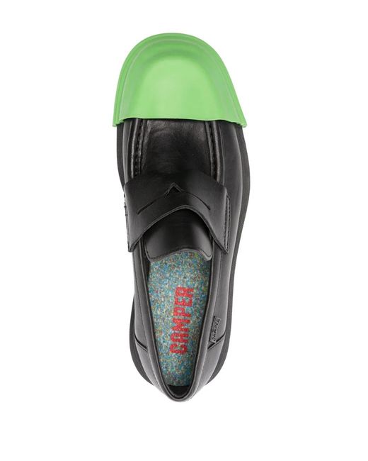 Camper Green Junction Removable-Toecap Leather Loafers