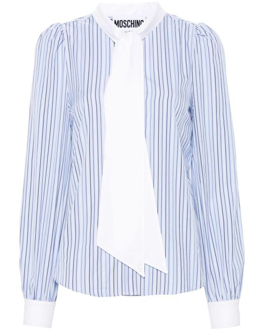 Moschino Striped Cotton Shirt Blue