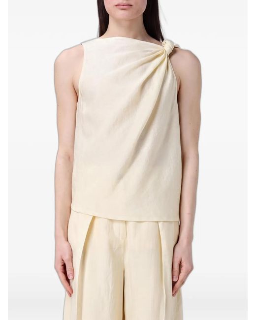 Tela Natural Draped Knot-Detail Blouse
