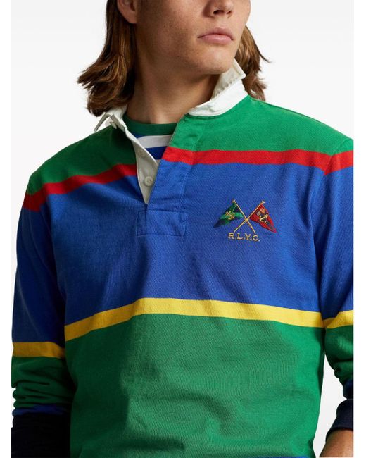 Polo Ralph Lauren Green Striped Rugby Shirt for men