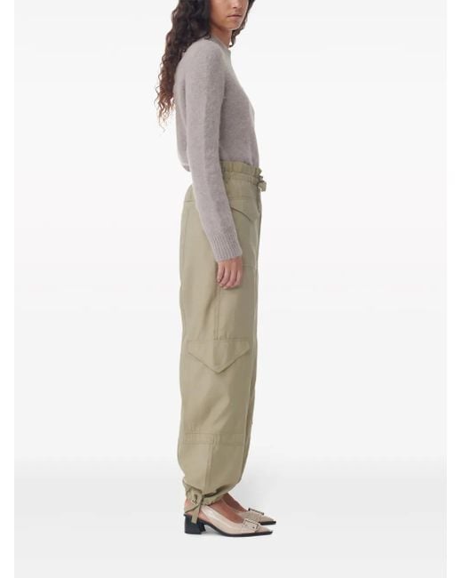 Ganni White Drawstring Cargo Pants