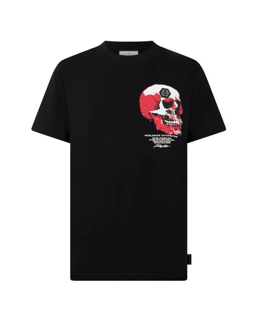 Philipp Plein Black Roundneck T-Shirt Puffy Skull Skull for men
