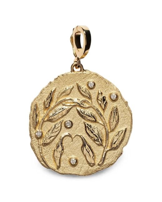 Azlee Metallic Branch Large Coin Charm Necklace
