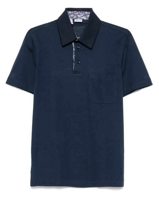 メンズ Brioni ピケ ポロシャツ Blue