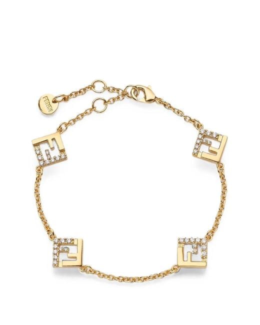 Fendi Metallic Bracelet Forever Ff À Ornements En Cristal